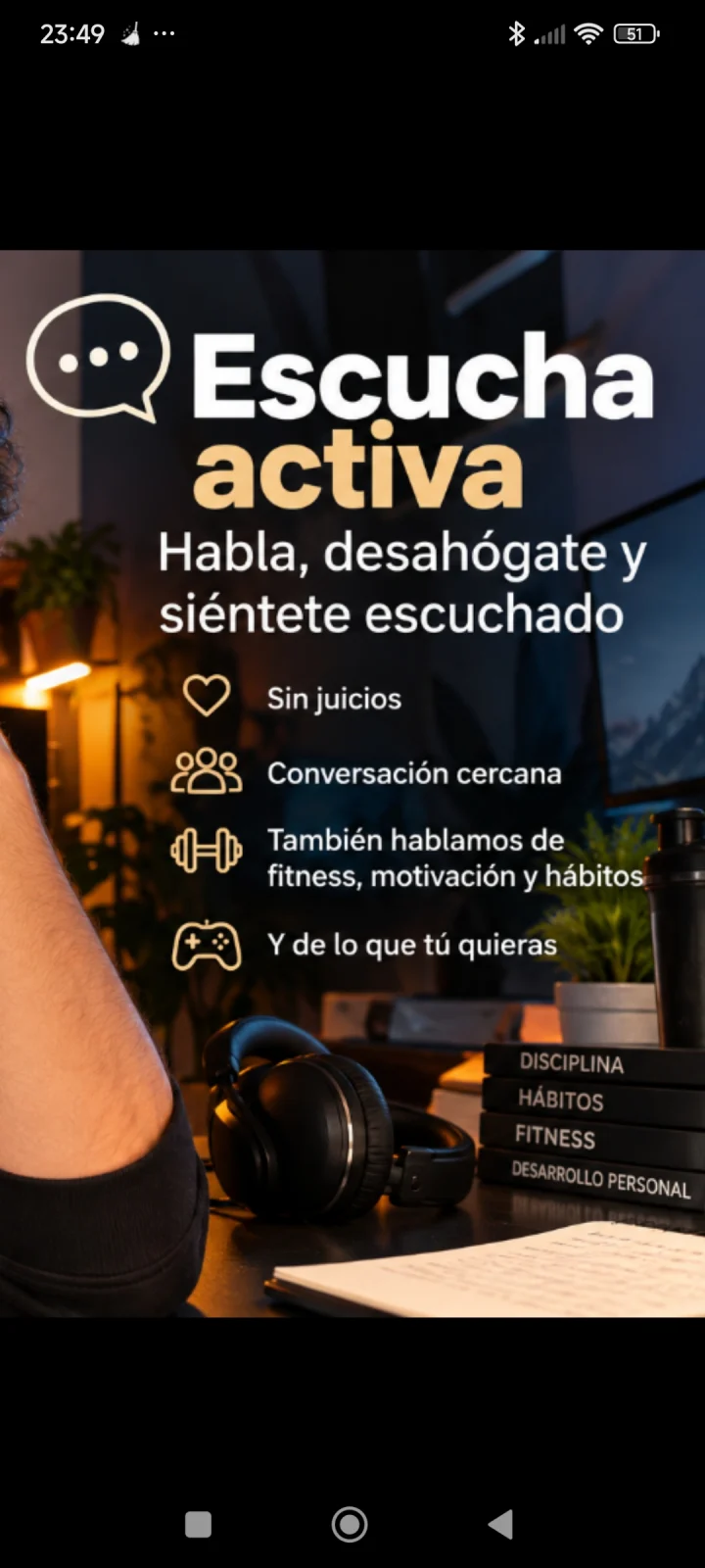 Escucha activa: habla y desahógate sin juicios